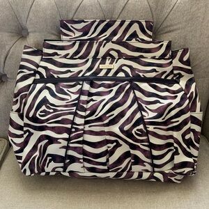 Miche Zebra-Print Tote in White and Deep Purple